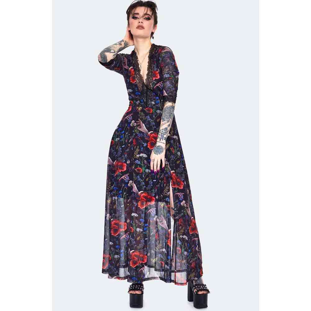 Jawbreaker - Night Meadow Maxi langes Kleid - Mehrfarben